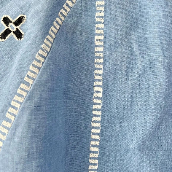 VERONICA BEARD || Rivoli Embroidered Tassel-Tie Cropped Jacket Blue Linen xs - Picture 10 of 13